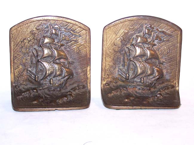 A Pair of Antique Ship Bookends circa 1925